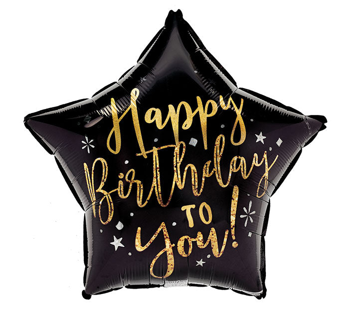 Happy Birthday Gold and Black Star