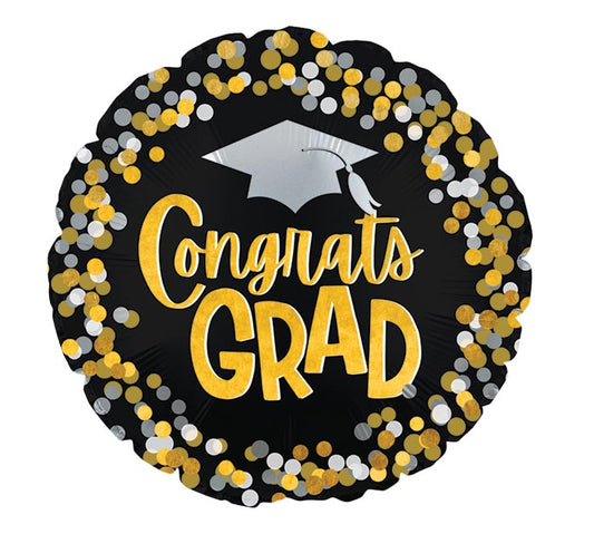 Congrats Grad- Black and Gold Confetti